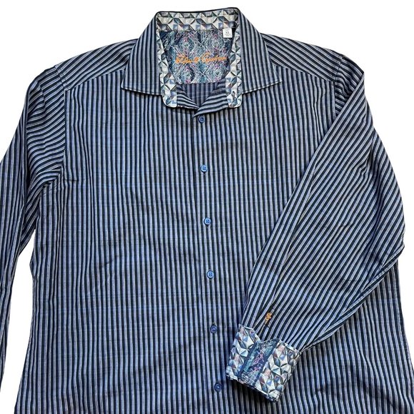 Robert Graham Men's Striped 100% Cotton Classic Fit Button Up Dress Shirt Sz XL - Picture 1 of 9